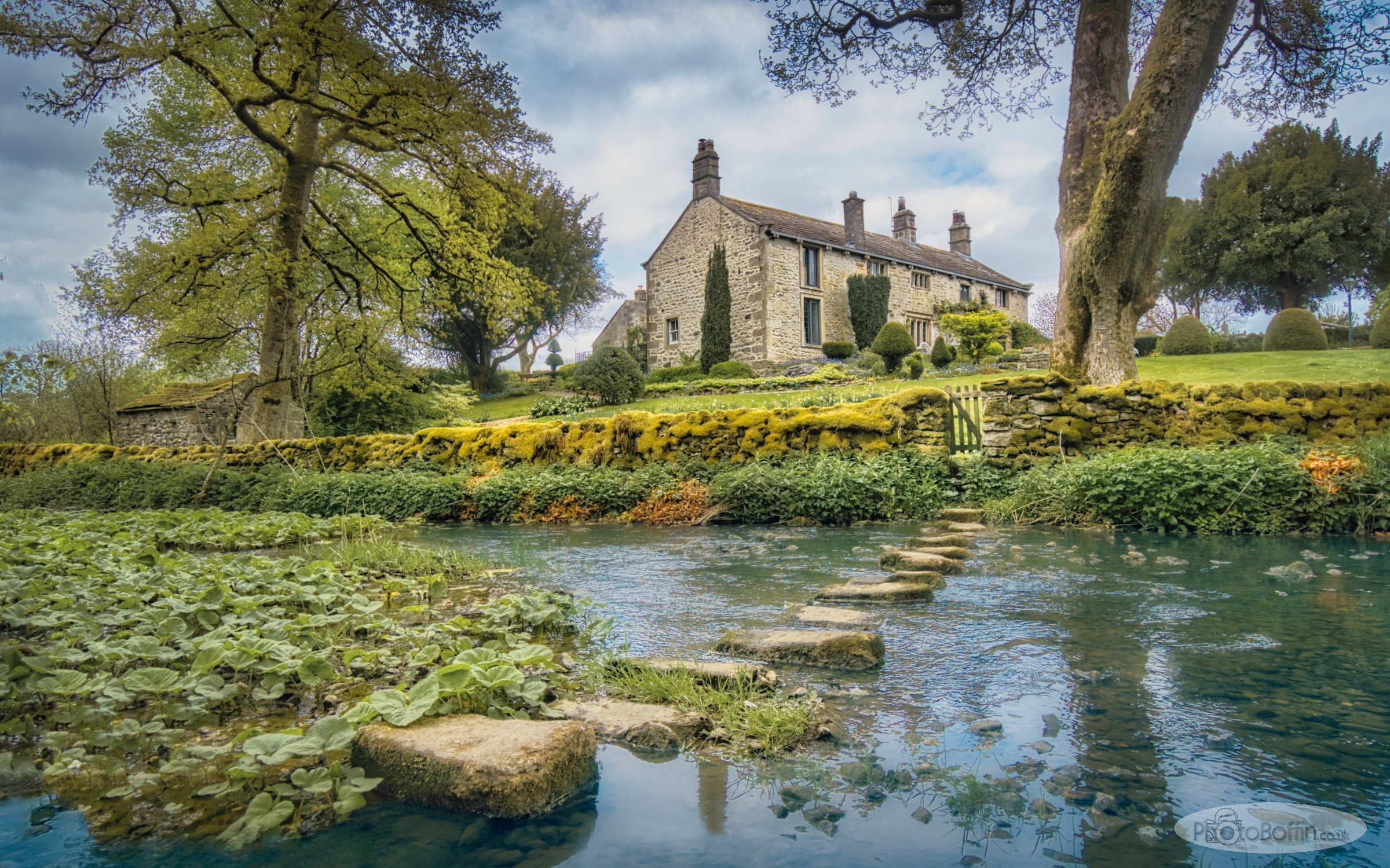House and Stepping Stones across Linton Beck